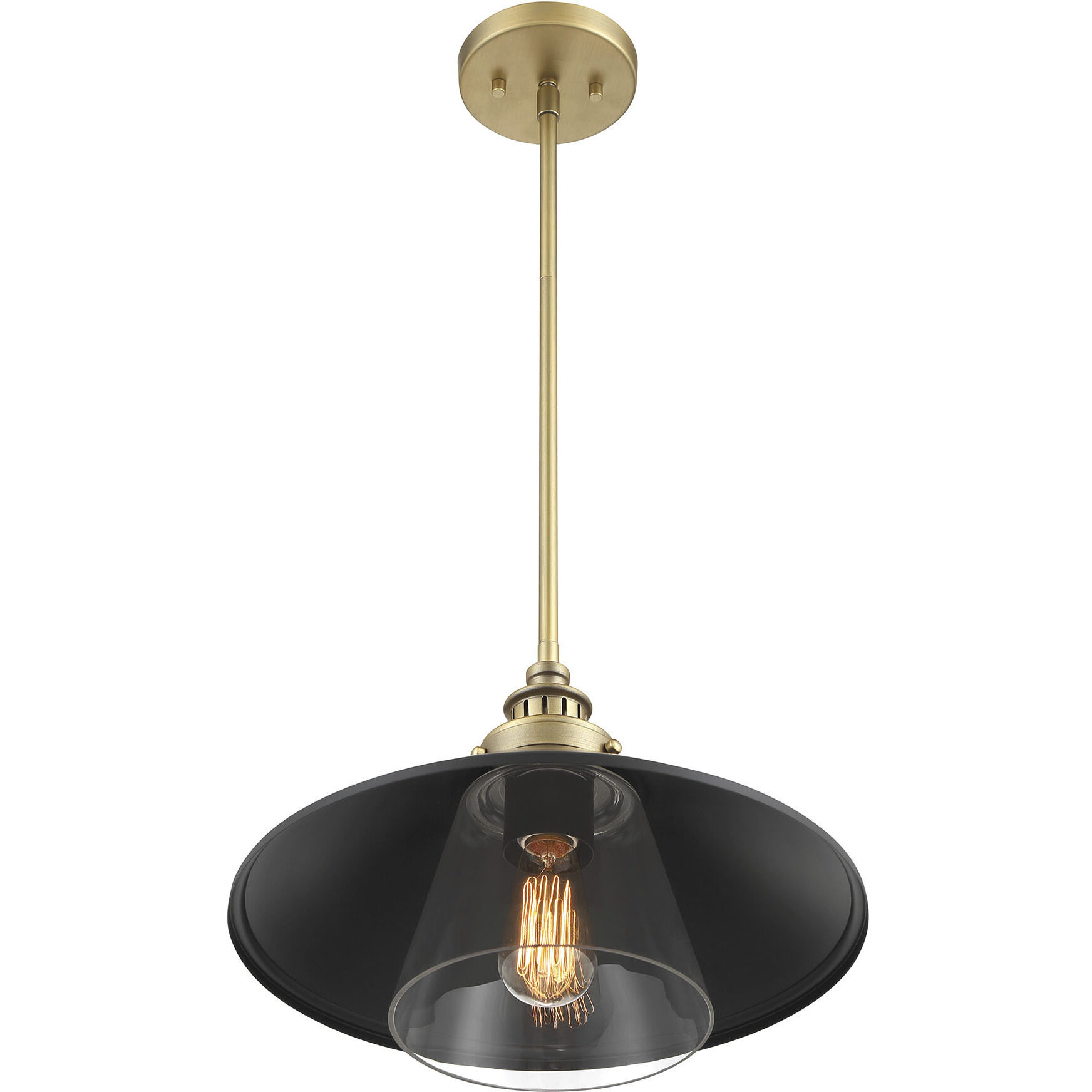 Segan 1 Light 15 inch Coal & Soft Brass (Painted) Mini Pendant Ceiling Light, Outdoor